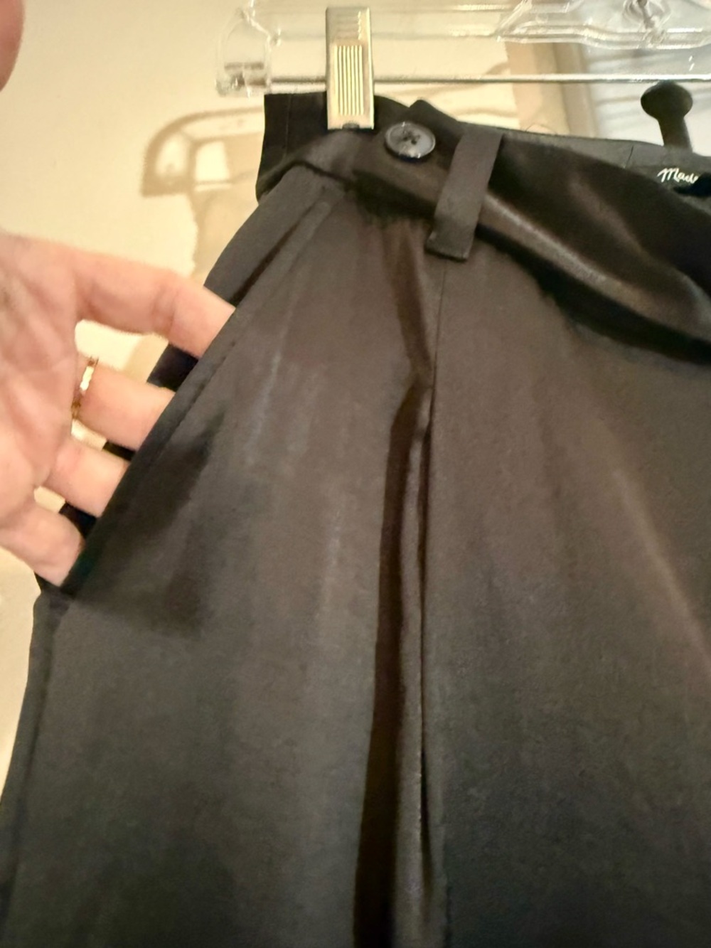 Madewell Black Satin Harlow Wide-Leg Pants, Size 0 - Picture 7 of 9